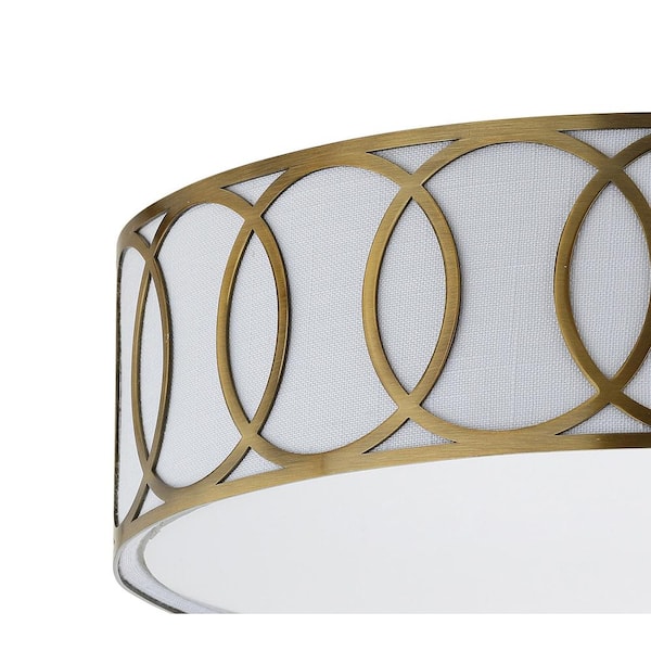 JONATHAN Y Aubrey 3-Light 15.5 in. Brass Gold Metal Flush Mount