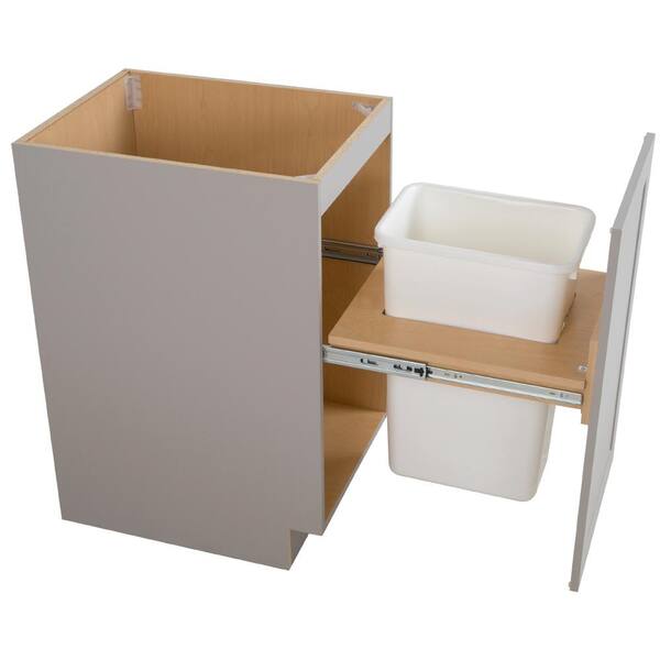 Shaker Assembled 18x34.5x24 in. Pull Out Trash Can Base Kitchen Cabinet in Satin White