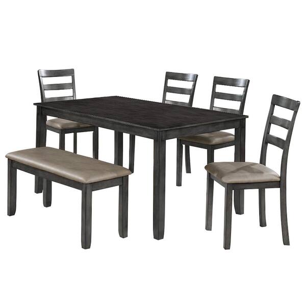 William's Home Furnishing Gloria Gray Transitional Style Dining Table Set (6-Piece)
