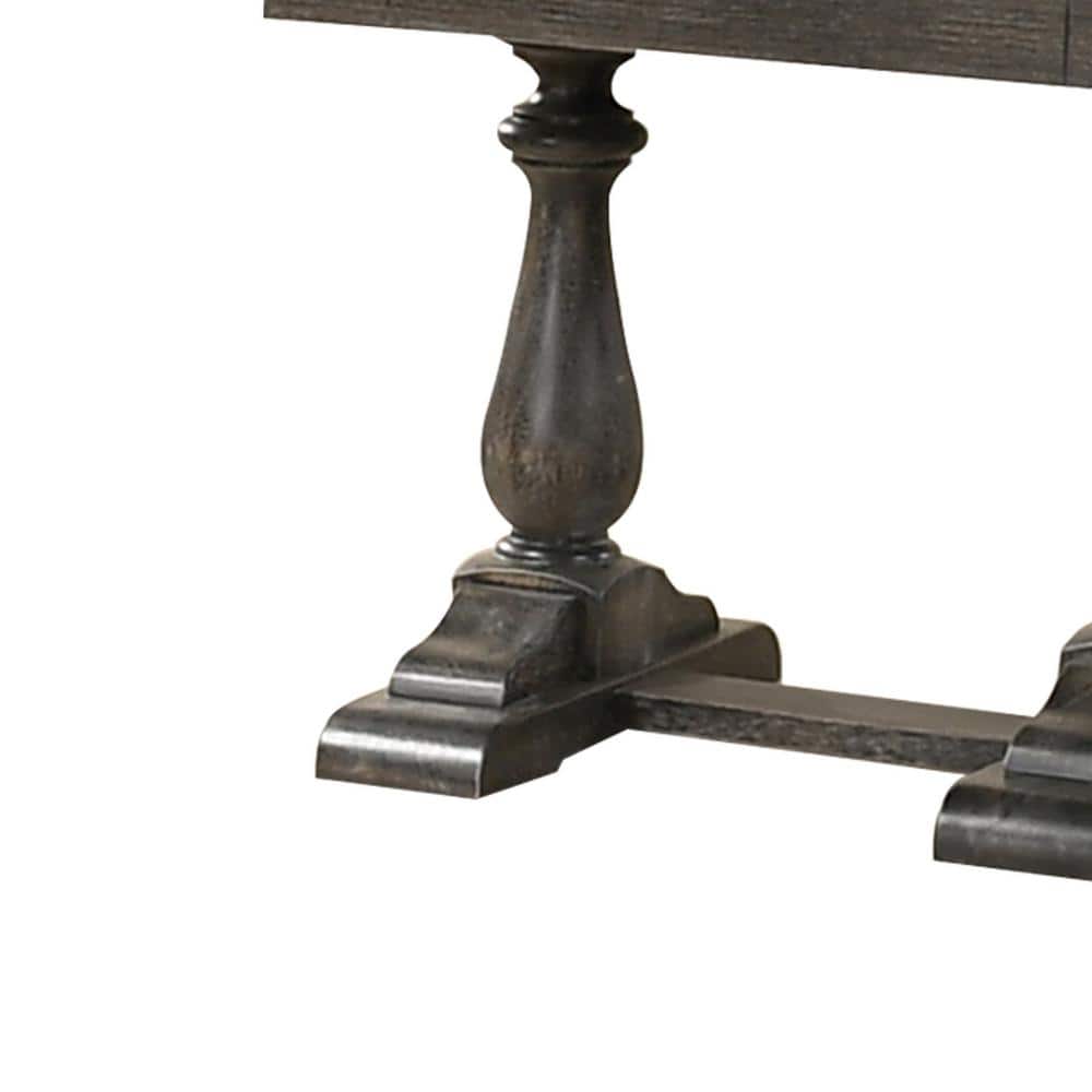 Amy 27" Distressed Gray Wood End Table with Double Pedestal Base