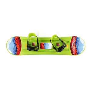 120 cm Youth Snow Kids Plastic Snowboard with Adjustable Bindings, Green