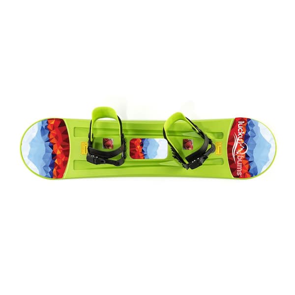 Lucky Bums 120 cm Youth Snow Kids Plastic Snowboard with Adjustable Bindings, Green