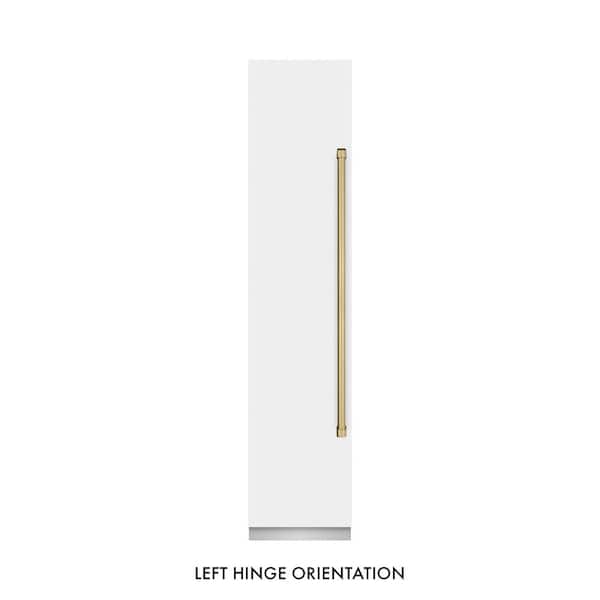 18 in. 8.6 cu. ft. White Matte Left Hinge Upright Column Freezer in Graphite Gray and Champagne Bronze Accents