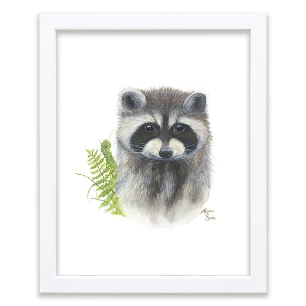 Unbranded Woodland Littles 2 "Raccoon" by Alyssa Lewis Individual White Framed Animal Art Print 24 in. x 18 in.
