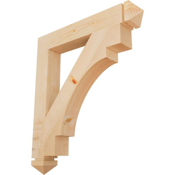 Ekena Millwork 3.5 in. x 32 in. x 28 in. Douglas Fir Merced Arts and Crafts Smooth Bracket