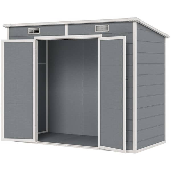 8 ft. W x 4 ft. D Resin Shed with Floor, Double Doors, Window and Vents (27 sq. ft.) durable construction