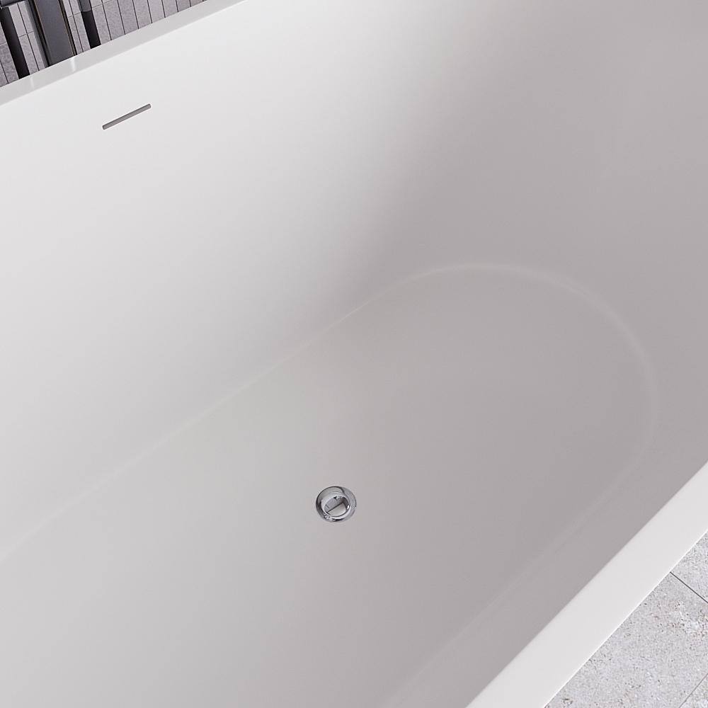 54" Glossy White Acrylic Freestanding Soaking Tub with Polished Gold Trim