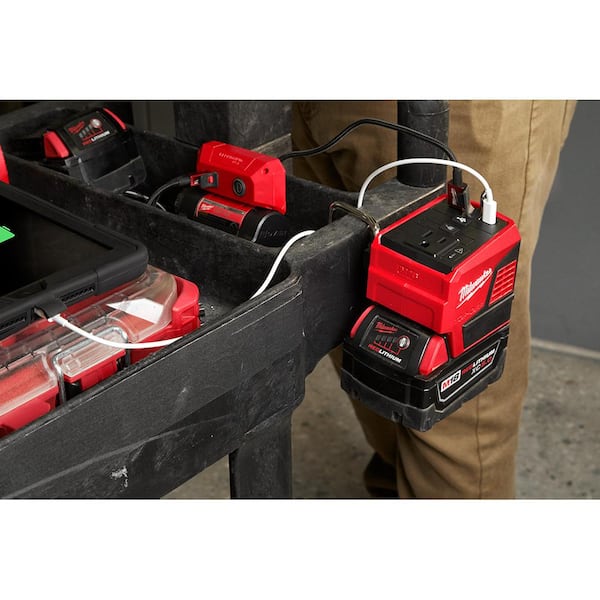 Milwaukee - M18 18-Volt Lithium-Ion 175-Watt Powered Compact Inverter for M18 Batteries w/ 5.0 Ah Battery Pack (2-Pack)