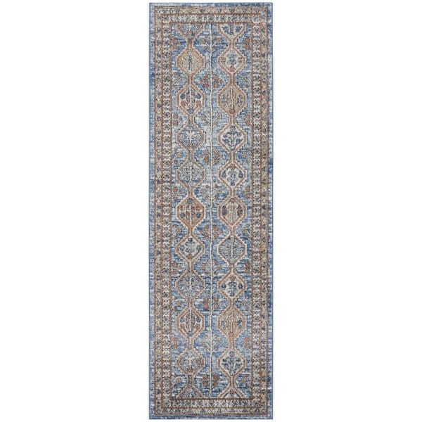 HomeRoots Blue 2 ft. x 8 ft. Southwestern Area Rug 2000480322 - The ...