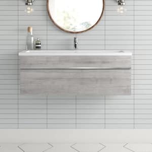 Trough 42 in. W x 16 in. D x 15 in. H Single Sink Wall Bathroom Vanity in Soho with Cultured Marble Top in White