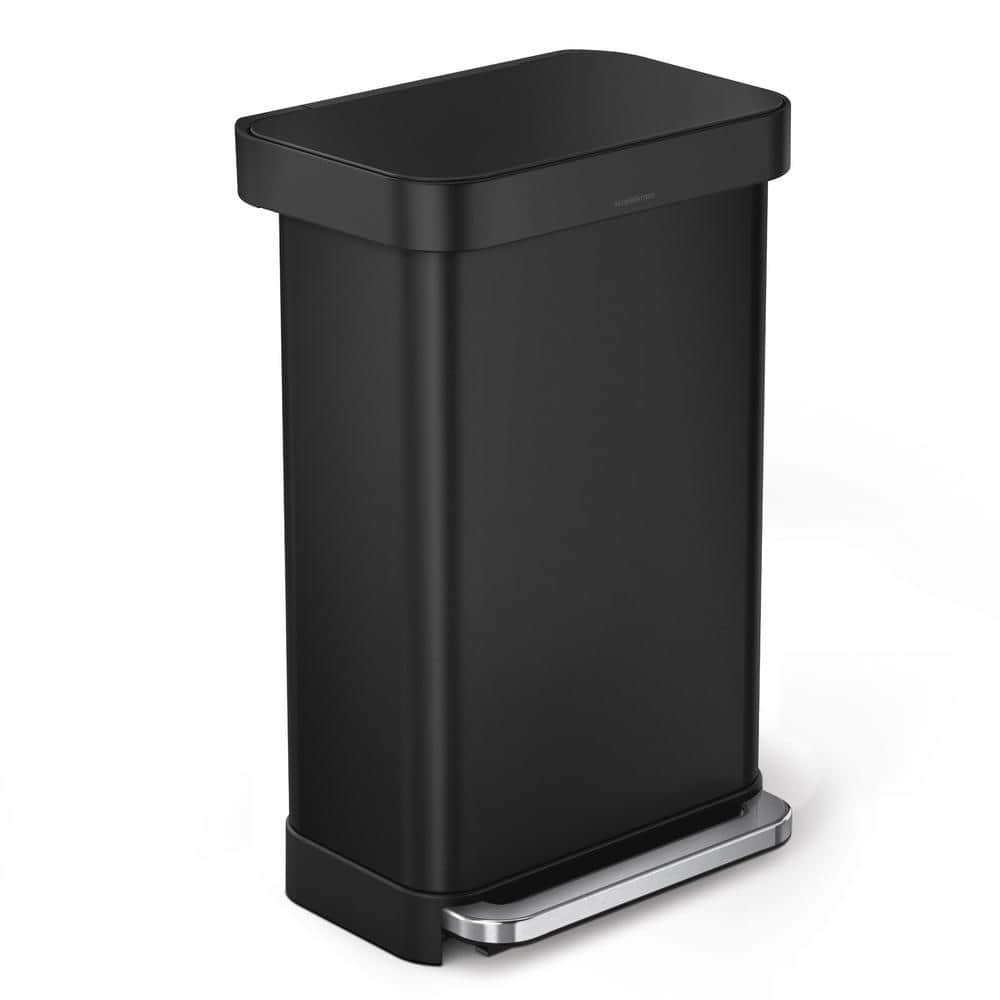 UPC 838810025490 product image for 45 Liter Rectangular Step Kitchen Trash Can with Liner Pocket, Matte Black Steel | upcitemdb.com