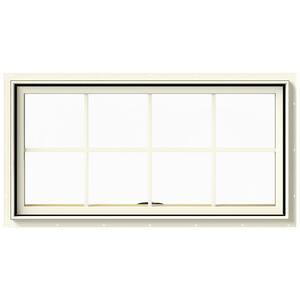 48 in. x 24 in. W-2500 Series Cream Painted Clad Wood Awning Window w/ Natural Interior and Screen