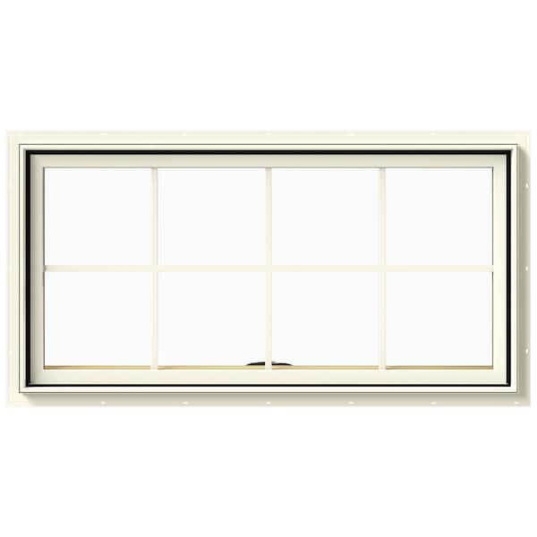 JELD-WEN 48 in. x 24 in. W-2500 Series Cream Painted Clad Wood Awning Window w/ Natural Interior and Screen