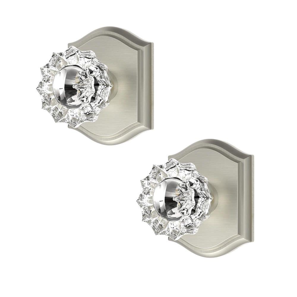 Vintage Satin Nickel Interior Dummy Door Knob 2 Pack with Floral Crystal Knob and Arch Backplate price history on PriceWatchPro