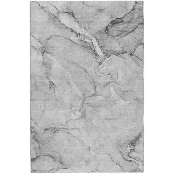 Dream Shag Premium Machine Washable Abstract ADS516 Gray 5 ft. x 7 ft. 6 in. Area Rug