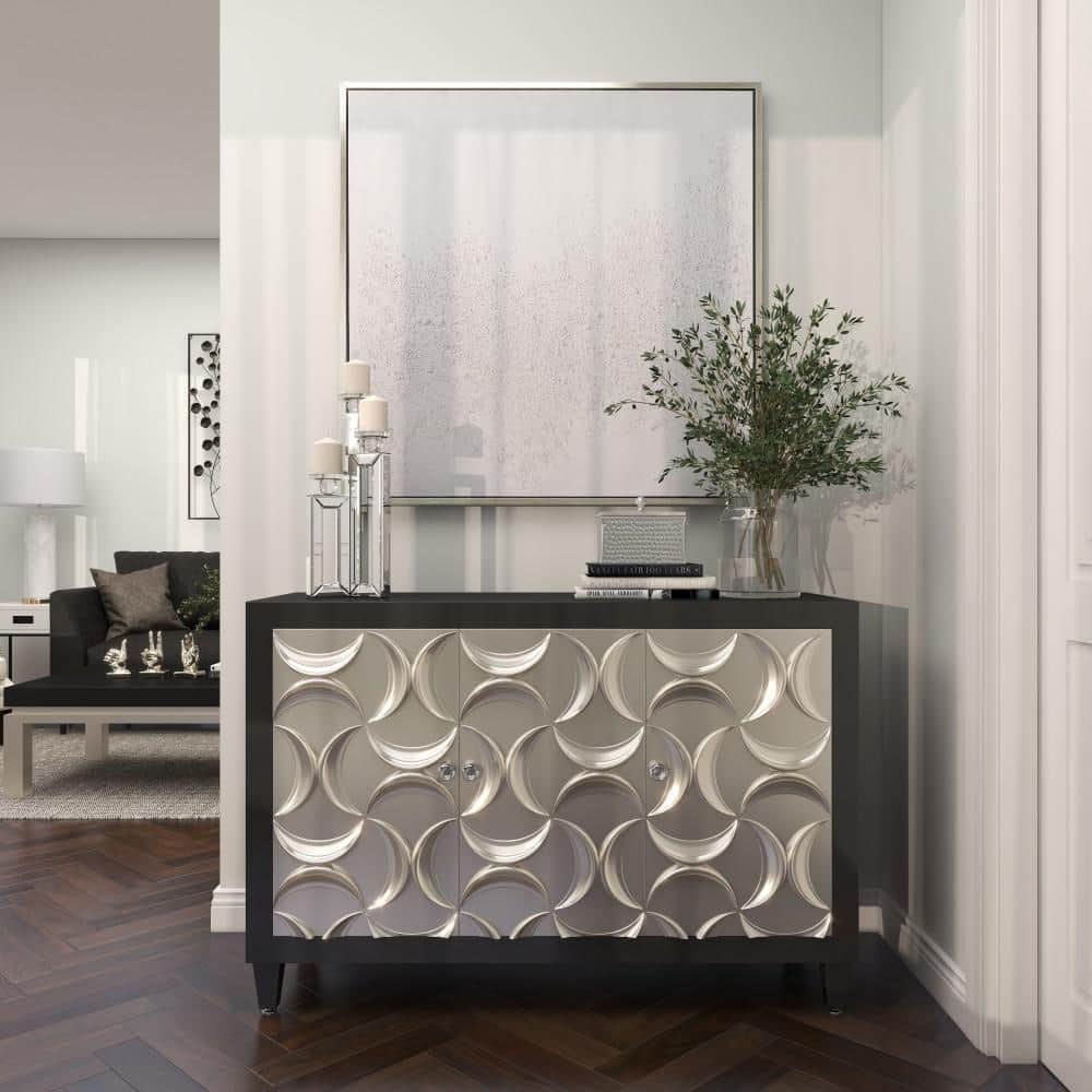 Large White and Silver Abstract Canvas Wall Art
