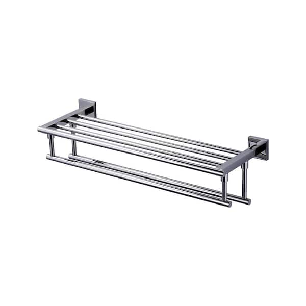WOWOW 24 in. Wall Mounted Double Towel Bar in Polished Chrome
