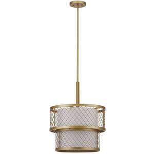 Evie Mesh 6-Light Antique Gold Mesh Hanging Pendant with Off-White Shade