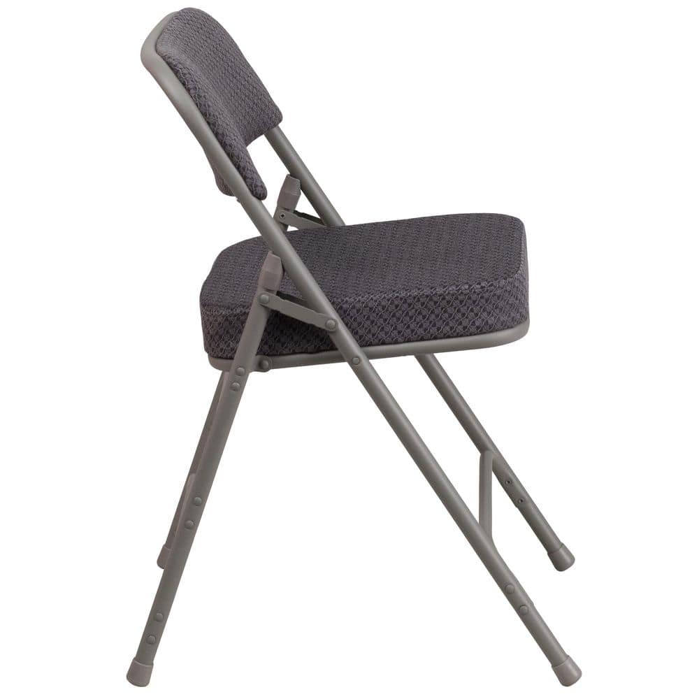 Hercules Series Gray Steel Padded Folding Chair with Armrests