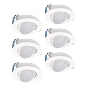 4 in. Selectable CCT (2700K-5000K) Canless Integrated LED Recessed Light Wide Beam Adjustable Gimbal Trim Kit (6-Pack)