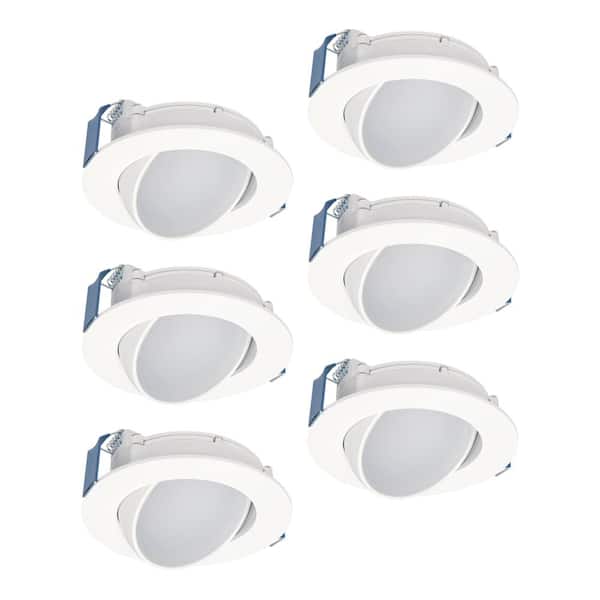 HALO 4 in. Selectable CCT (2700K-5000K) Canless Integrated LED Recessed Light Wide Beam Adjustable Gimbal Trim Kit (6-Pack)