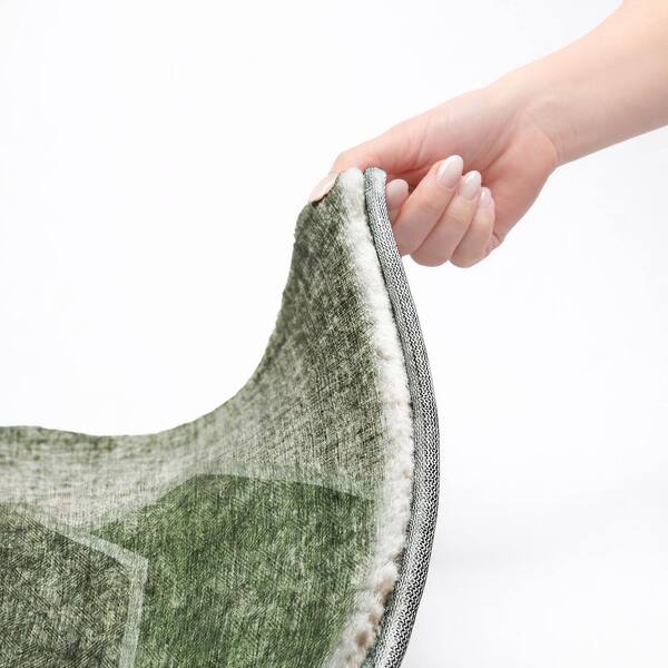 Dream Shag Premium Machine Washable Abstract ADS679 Olive 9 ft. x 12 ft. Area Rug