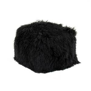 Tibetan Black Lamb Fur Pouf