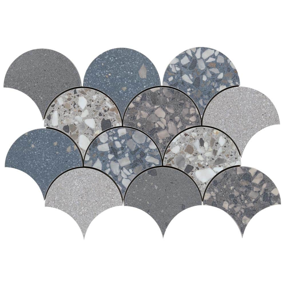Bryant Fishscale Blue 5.7 in. x 0.39 in. Matte Porcelain Terrazzo Look Mosaic Floor and Wall Tile Sample price history on PriceWatchPro