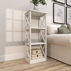 4 Shelves Wood Stationary White Shelving Unit