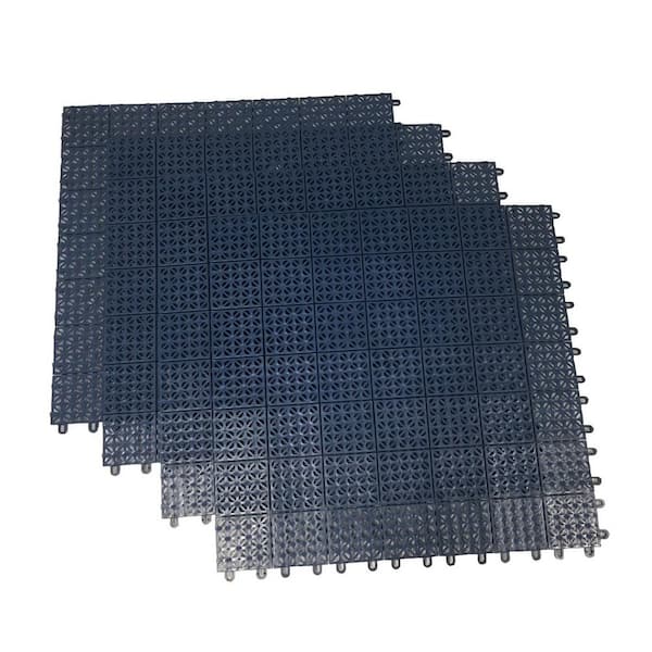 RSI Blue Regenerated 22 in. x 22 in. Polypropylene Interlocking Floor Mat System (Set of 4 Tiles)