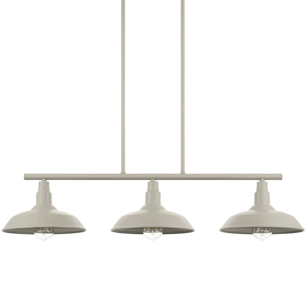 Gray Metal 3-Light Industrial Island Chandelier