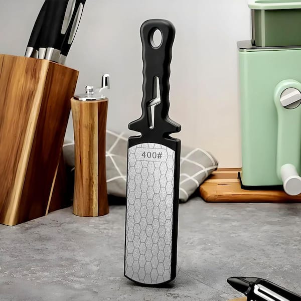 11 in. 400/1000-Grit Diamond Whetstone with Honeycomb Surface Ceramic Tungsten Steel Scissor Slot Black