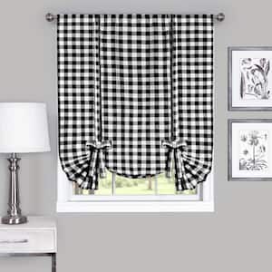 Buffalo Check 42 in. W x 63 in. L Polyester/Cotton Light Filtering Window Panel in Black