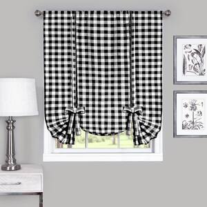 Buffalo Check 42 in. W x 63 in. L Polyester/Cotton Light Filtering Window Panel in Black