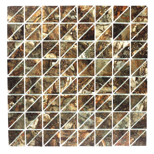 Art Deco Agate Stone 12 in. x 12 in. Triangle Square Glass Mosaic Backsplash Wall Tile (2 sq.ft/Case)