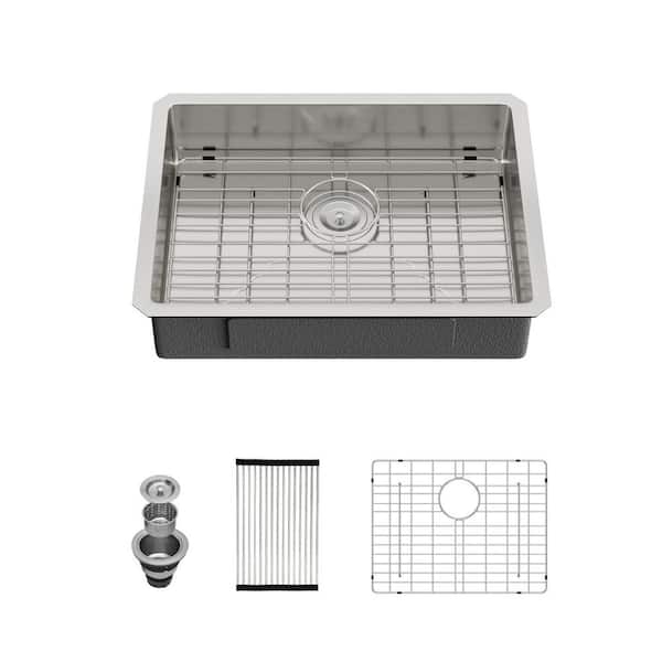 23 in. x 18 in. x 5 in. Single Bowl Undermount 16 Gauge Stainless Steel ADA Kitchen Sink with Accessories