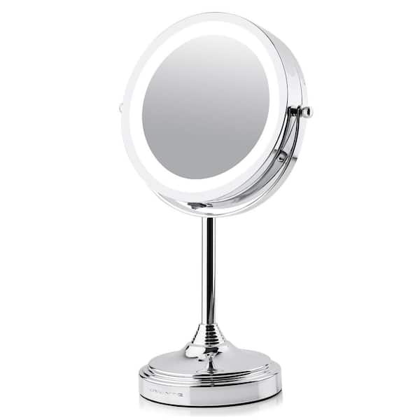 OVENTE 5.3 in. x 12.8 in. Tabletop Makeup Mirror in Polished Chrome