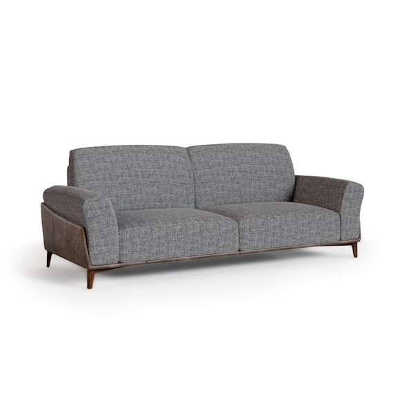 Furniture of America Vidalia 91 in. W Flared Arm Fabric Straight Sofa in Gray