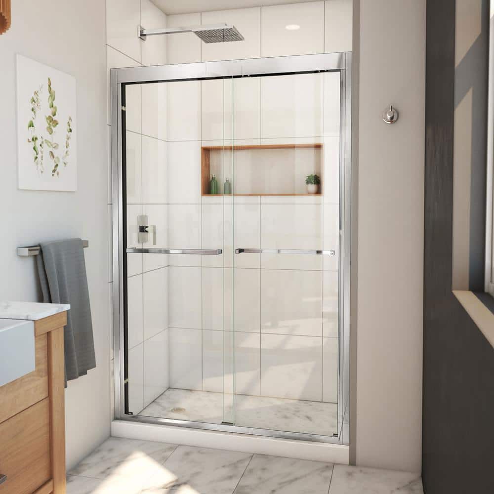 Chrome Semi-Frameless 48" x 72" Sliding Shower Door