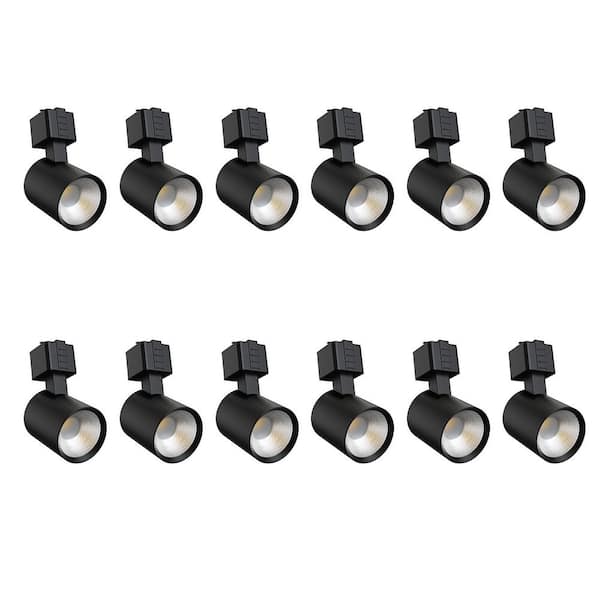 J-Type Track Head, Soft Black, Integrated LED Fixed Track Lighting, Cylinder, 5CCT, 800LM CRI90 (12-Pack)