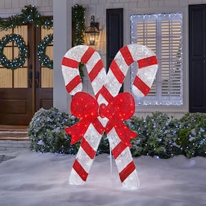 5 ft. Twinkling LED Candy Canes Holiday Yard Decoration