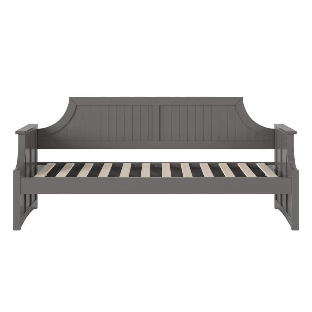Gray Twin Solid Wood Daybed with Slats and Drawer