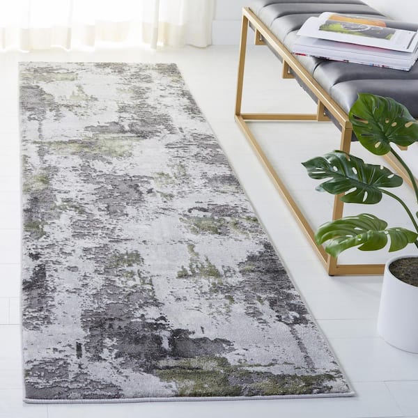 Craft Gray/Green 2 ft. x 6 ft. Gradient Abstract Runner Rug