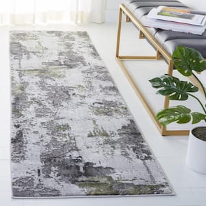 Craft Gray/Green 2 ft. x 8 ft. Gradient Abstract Runner Rug