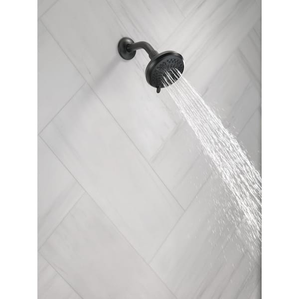 6-Spray Patterns 1.75 GPM 4.38 in. Wall Mount Fixed Shower Head in Matte Black