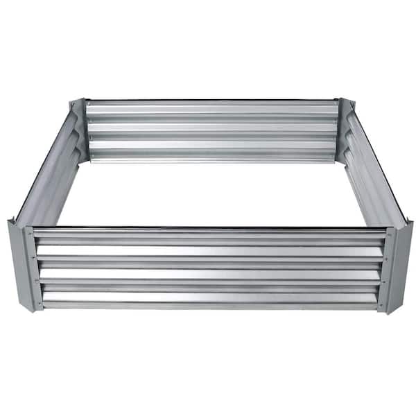 ToolCat Large 48 in. Silver Galvanized Steel Square Outdoor Planter Raised Bed for Vegetables and Flower(1-Pack)