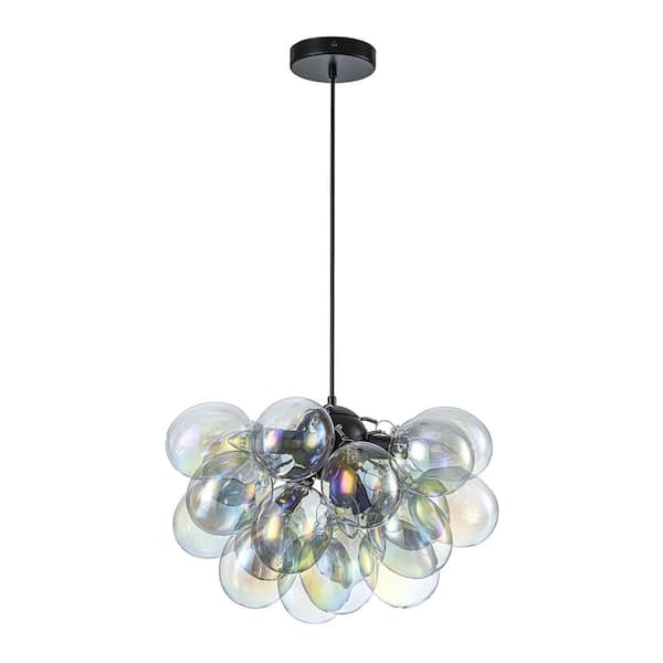 6-Light Black Modern Glam Tinted Glass Chandelier
