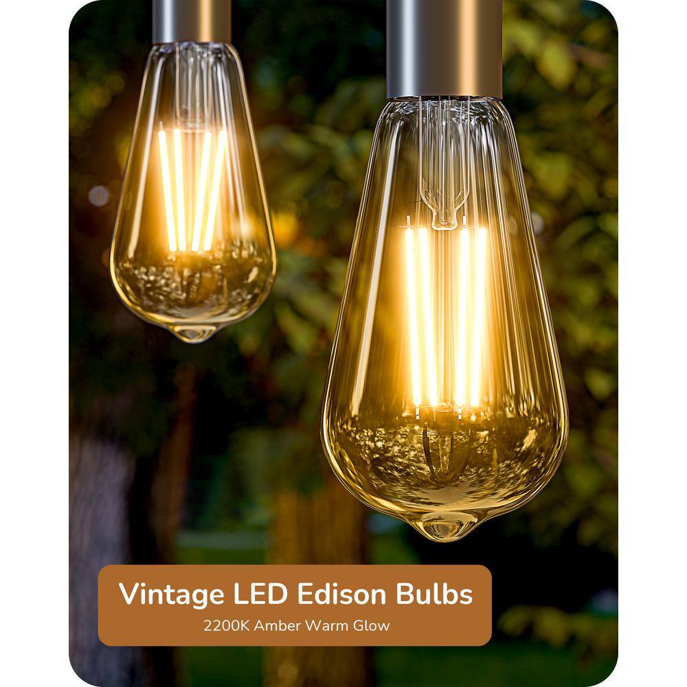 Amber Glass Vintage Edison LED Light Bulbs, 2200K Warm, 6-Pack