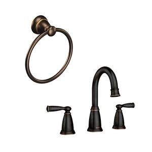 Banbury 8 in. Widespread 2-Handle Bathroom Faucet with Towel Ring in Mediterranean Bronze