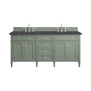 Brittany 72.0 in. W x 23.5 in. D x 33.8 in. H Bathroom Vanity in Smokey Celadon with Charcoal Soapstone Quartz Top